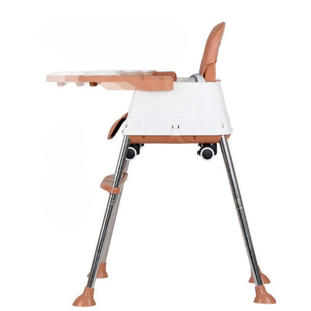 Scaun de Masa Pliabil 3in1, Cyrax, Reglabil, Multifunctional, 3 Pozitii, Masuta si Husa Detasabile, Roti, Centura de Siguranta, Ajustare Inaltime, Maro