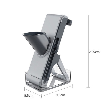 Feliator de Legume Multifunctional, Cyrax, Taieturi Diferite, Razatoare pentru Bucatarie, Taietor de Cartofi, Presa Manuala, Pliabila, Extensibila, PP PET, 23.5x9.5x5.5 cm, Gri