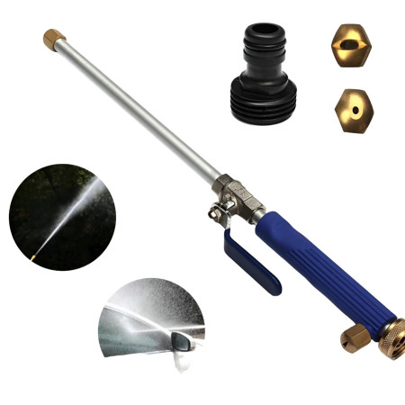 Set Accesoriu cu Presiune Reglabila, Cyrax, pentru Furtun, cu Duze si Conector, Pulverizator de Apa, Tija de Stropit, 46.5 cm Lungime, Albastru