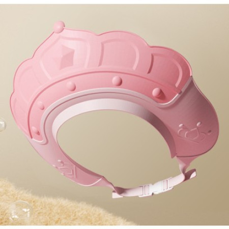 Casca de Dus, Cyrax, Previne Scurgerea Apei si Samponului pe Fata, 0-12 Ani, Ajustabila, din TPE+PP, 20 x 23 cm, Model Coroana, Roz