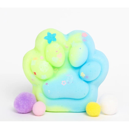 Jucarie Antistres Squishy, Cyrax, cu Revenire Lenta, Labuta de Pisica Pufoasa, 7.5 cm, Ambalaj Transparent, Model 27059, Multicolor