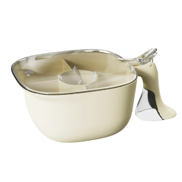 Cutie de Depozitare a Condimentelor, Cyrax, de Uz Casnic, cu Maner Stabil, cu Capac, 4 Compartimente Principale, 21 x 14 x 10 cm, Crem