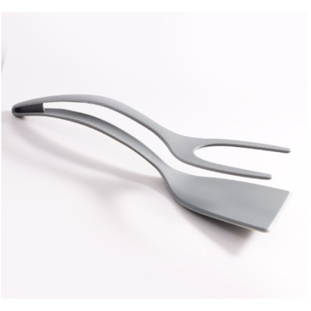 Spatula Multifunctionala tip Cleste, Cyrax, Spatula Cleste pentru Gatit, Silicon PP, pentru Alimente, Carne, Paine, 31 x 8.5 cm Gri
