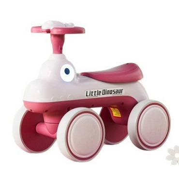 Bicicleta Pentru Copii, Cyrax, Fara Pedale, Cu Patru Roti, Din Plastic Rezistent, Fara BPA, Cu Muzica Si Lumini, Model Dinozaur, 50x27x40 Cm, Roz