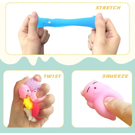 Jucarie Antistres Squishy, Cyrax, cu Revenire Lenta, Squeeze Pinch Family, Model Unicorn, Ambalaj Transparent, multicolor