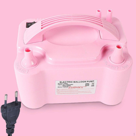 Cyrax Pompa Electrica Pentru Umflat Baloane, 600 W, Doua Capete de Umflat, din Plastic, 19.5 x 14 x 13 cm, Roz