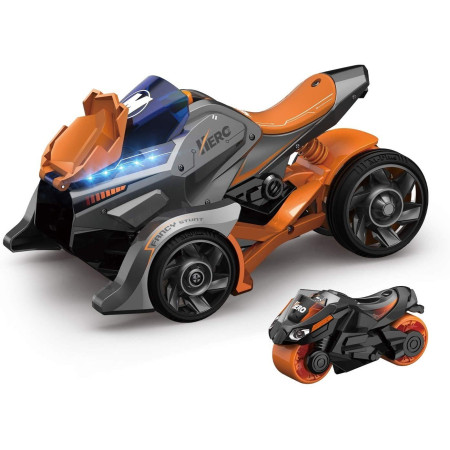 Cyrax Jucarie pentru copii, masina cu extensie de motocicleta 2 in 1, portocalie