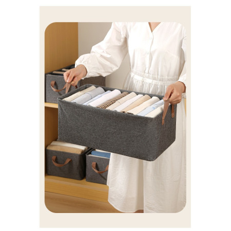 Cutie de Depozitare Tip Cos,  Material Textil, Pliabila, 47x30x25 cm, 35 l, Cadru Metalic, cu Manere, Gri