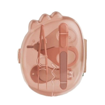 Set 4in1 de Ingrijire Unghii pentru Bebelusi, Cyrax, Cutie de Depozitare Dinozaur Transparent, 0-6 Ani, 11.5 x 9 x 3 cm, Roz