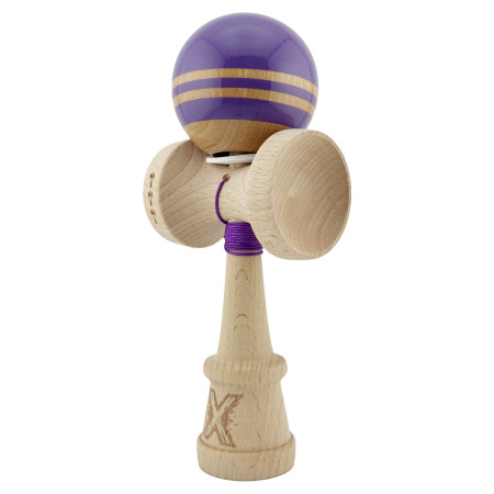Kendama X Originala RAINBOW, Profesionala, Cyrax, Cupe Mari KING SIZE V3, Super Sticky, Gaura in Baza, Rulment Metalic, din lemn 18 cm, Ata 55 cm, Indigo/Maro