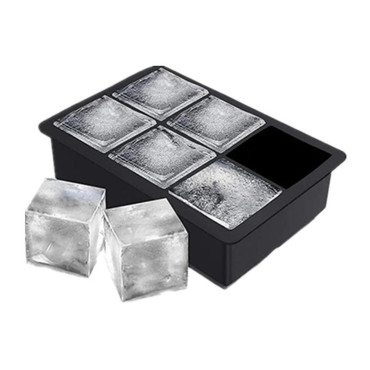 Forma pentru Gheata, Cyrax, 6 Forme Patrate cu Capac, din Silicon, 17 x 12 x 6 cm, Negru