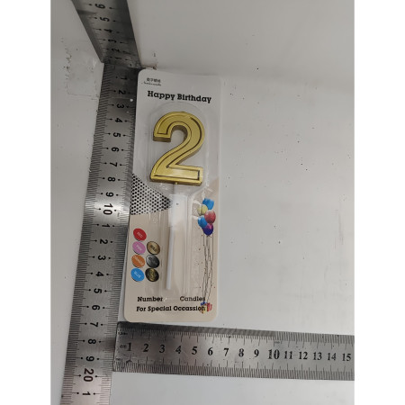 Lumanare pentru Tort Cifra 2, Cyrax, 4.8 cm, Aniversare, Aurie