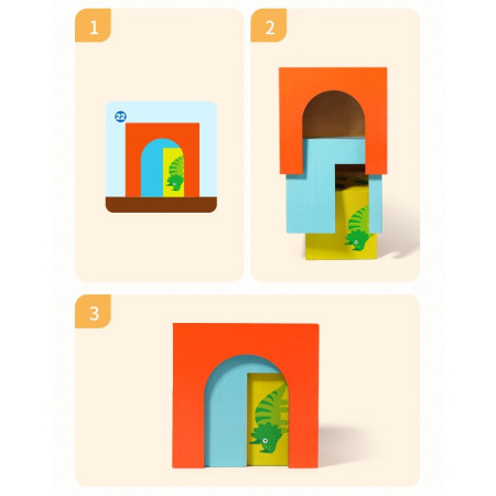 Jucarie de Construit, Cyrax, Puzzle Box, Blocuri Stivuibile, 4-6 Ani, 5 Cuburi, 48 de Modele de Construit, 1 Manual, 12.8 x 12.8 x 12.8 cm, Multicolor