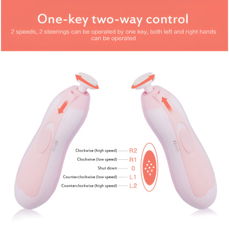 Set Pila Electrica pentru Copii si Bebelusi, Cyrax, ABS, 6 Accesorii, cu Lumina LED, Roz Alb