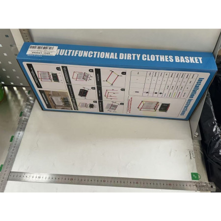 Cos de Rufe,  cu 2 Etaje, 4 Cosuri, Cadru de Otel Inoxidabil, 97x44x57 cm, Negru