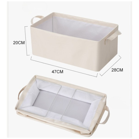 Cutie de Depozitare Tip Cos,  Material Piele Ecologica, Pliabila, 47x28x20 cm, 26 l, Cadru Metalic, cu Manere, Bej