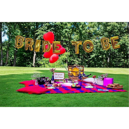 Set Baloane din Folie Metalizata, Cyrax, Model Bride to Be, Litere de 40 cm, Baloane Party, Ambalaj Individual, Pai Inclus, Umflare cu Aer sau Heliu, Auriu