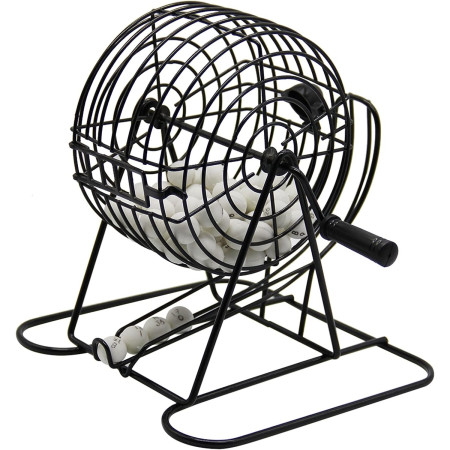 Joc Bingo Cyrax, din metal, 75 bile albe, portabil, 21 x 21 cm, negru