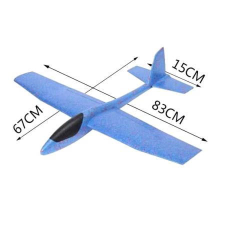 Avion Planor Cyrax, din Polistiren, Lungime 85 cm , Jucarie Recreativa, Cascadorii, Albastru