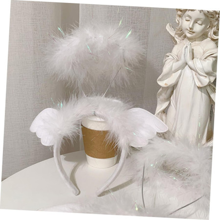 Coronita de Ingeras pentru Copii, Cyrax, Bentita cu Aura, Marime Universala, Alb