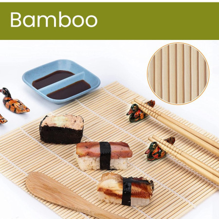 Set Ustensile pentru Sushi, Cyrax, Set din 31 Accesorii pentru Sushi, Set pentru Sushi HOME MADE, Cutit Inclus, Forme, Betisoare, Multicolor