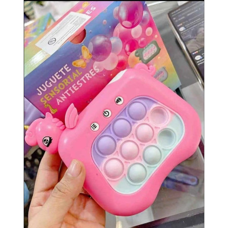 Jucarie Interactiva Tip Consola pentru Copii, Cyrax, Diferite Moduri de Joc, 120 Nivele, Material ABS/silicon, Sunete si Lumini, 13.5 x 5.5 x 12.5 cm, Model Unicorn, Fucsia