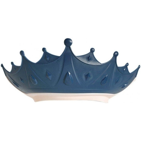 Cyrax Viziera de Protectie Baie Pentru Copii, Fippy, Model Coroana, Dimensiune ajustabila, Durabil, Usor de curatat, Impotriva Samponului, pentru Ochi si Urechi, TPE+PP, 15x13 cm, Albastru Inchis