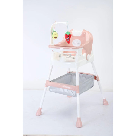 Scaun de Masa pentru Copii, Cyrax, Multifunctional, Pliabil, cu Roti, Cos de Depozitare, din Plastic, Centura de Siguranta, Suport de Agatat Jucarii, 110 x 60 x 70 cm, Roz