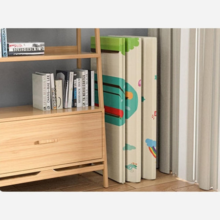 Covoras pentru Copii, Cyrax, cu 2 Fete, Model Casute in Copaci/Iepurasi, din XPE+PE, Impermeabil, Antiderapant, Protectie Termica, +3 Luni, Pliabil, 150 x 200 x 1.5 cm, Multicolor