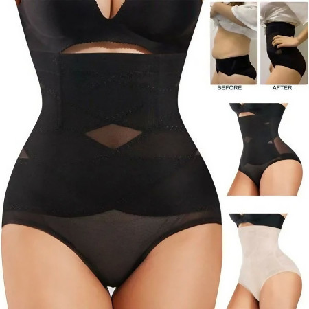 Lenjerie Modelatoare pentru Abdomen, Cyrax, cu Talie Inalta si Corset, Negru, Push-Up, Marimea L