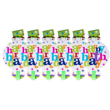 Set 6 Suflatori Happy Birthday, Cyrax, pentru Petrecere, Tematica Aniversare, 13x7.8 cm, Multicolor