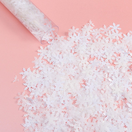 Tun de Confetti, Cyrax, 30 cm, Model Fulgi de Zapada din Hartie, Ambalaj din PET, Alb