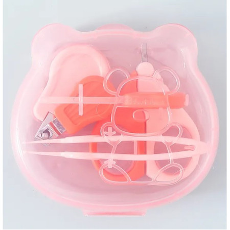 Set Ingrijire Unghii pentru Bebelusi, Cyrax, Cutie de Depozitare in Forma de Ursulet, 10 x 9.5 cm, Roz