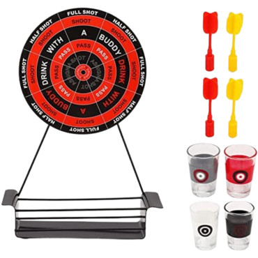 Joc de Baut Darts Cyrax, 4 Sageti si Pahare de Shot Incluse, pentru petreceri si timp liber, 30 x 20 x 6.5 cm, multicolor