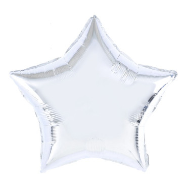 Balon din Folie Metalizata, Cyrax, Figurina Stea, Model Simplu, Tematica Aniversare, 40 cm, Ambalaj Individual, Pai Inclus, Umflare cu Aer sau Heliu, Argintiu