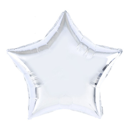 Balon din Folie Metalizata, Cyrax, Figurina Stea, Model Simplu, Tematica Aniversare, 40 cm, Ambalaj Individual, Pai Inclus, Umflare cu Aer sau Heliu, Argintiu