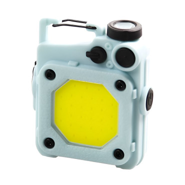 Lanterna Mini de Buzunar Tip Breloc,  Incarcare prin USB Type C, Multifunctionala, pentru Exterior, Camping, Alpinism, Ciclism, Mini Lanterna Elvis, 6.1 x 5 x 2.5 cm, Lumina Puternica, Culoare Albastru