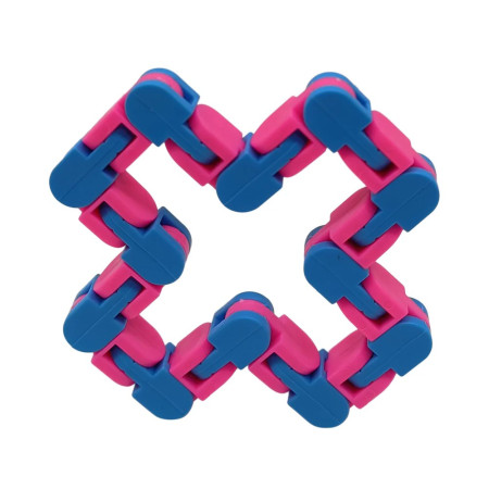 Jucarie Senzoriala Antistres, Cyrax, Fidget Toys, Puzzle de Imbinat Tip Sarpe, 24 Piese, +3 Ani, Albastru/Roz