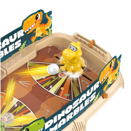 Joc de Masa Interactiv Dino Marbles pentru Copii, Cyrax, 4 Mingi, Tabela Scor, 40.7x27x14 cm, Maro