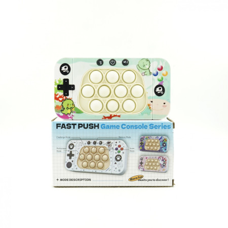 Jucarie interactiva tip consola pentru copii Cyrax, speed push whack-a-mole, joc de viteza pop it, material ABS/silicon, cu nivele, sunete si lumini, 15.5 x 7.6 x 5.3 cm, model dinozaur, verde