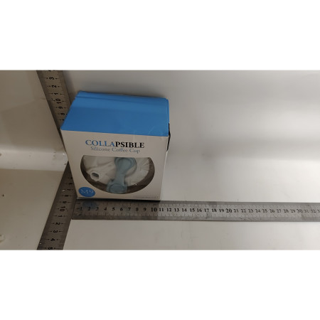 Pahar pliabil din silicon Cyrax, pentru calatorii, camping, 750 ml, pai inclus, 11.6 x 19.3 cm, albastru