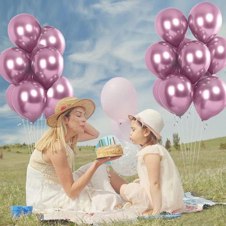 Set 10 Baloane din Latex Chrome, Cyrax, Model Party, 23 cm, Mov, 2.2 g