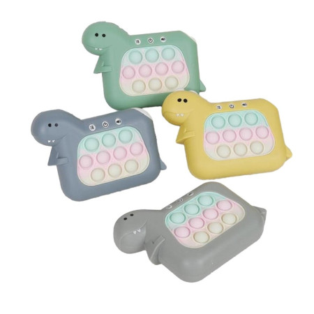 Jucarie Interactiva Pop It Whack A Mole, Cyrax, Tip Consola, Anti-Stres, 4 Moduri de Joc, din ABS si Silicon, +3 Ani, Model Dinozaur, Verde