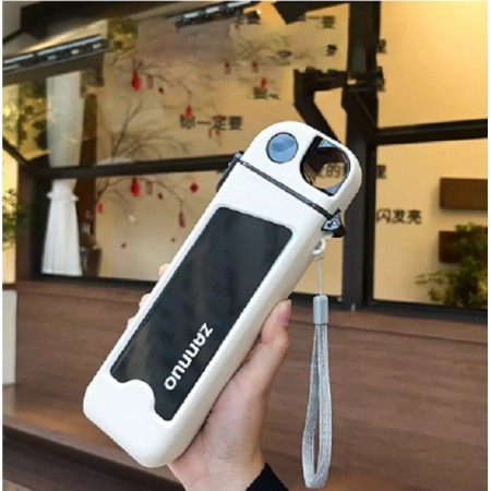 Sticla de Apa pentru Sport, Cyrax, 350 ml, cu Pai si Capac, 23x7x4.4 cm, Buton de Blocare, din PC, Alb