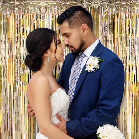 Perdea Franjurata, Cyrax, Model Decor Petrecere, pentru Fundal de Poze, Amenajare Colorata a Petrecerii, Dimensiune 100x200 cm, Gold Sampanie