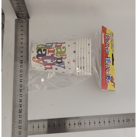 Set 6 Pahare de Carton, Cyrax, Colectia Happy Birthday, 7 x 5 x 8.5 cm, Multicolor