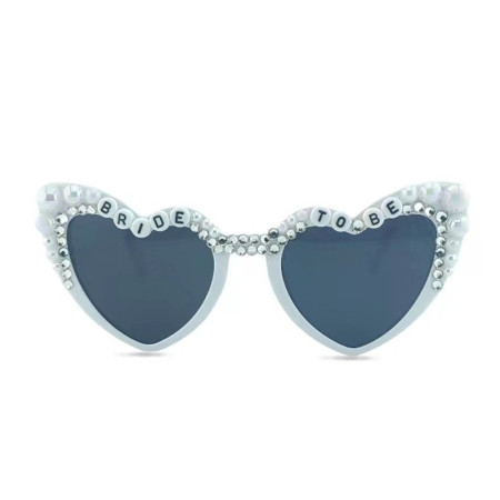 Ochelari Decorativi, Cyrax, Model Bride to Be, cu Perle, pentru Nunta, din PC, 15.3 x 5.7 x 14.5 cm, Alb