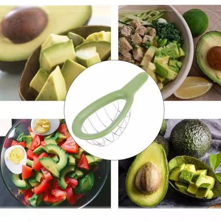 Feliator de Avocado, Cyrax, pentru Taierea in Cubulete, Multifunctional, pentru Bucatarie, Otel Inoxidabil, ABS, 16x8x5 cm, Verde