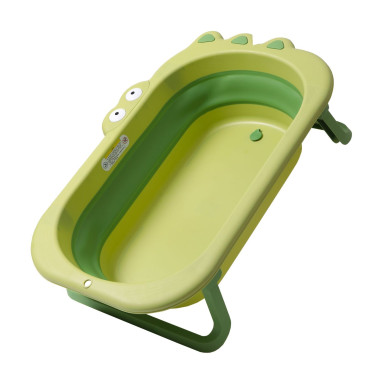 Cada Pliabila pentru Baie, Cyrax, din PP+TPR, pentru Copii 0-6 Ani, Model Crocodil, Dop de Scurgere, 80x54x21 cm, Verde