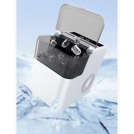 Masina de Facut Gheata, Cyrax, din ABS, 12 kg/24h, Capacitate 500 g, 2 Marimi, Portabil, 39 x 23 x 28 cm, Automata, Alb